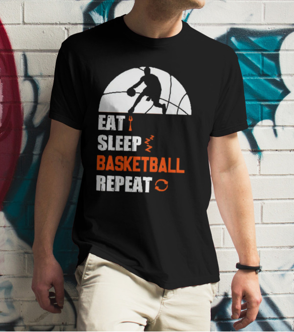 Eat Sleep Basketball Repeat Player Silhouette Ball T-Shirt