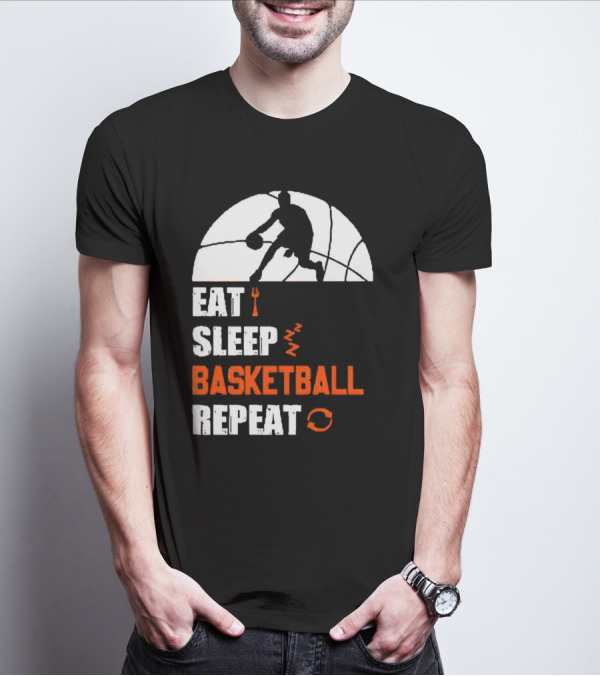 Eat Sleep Basketball Repeat Player Silhouette Ball T-Shirt