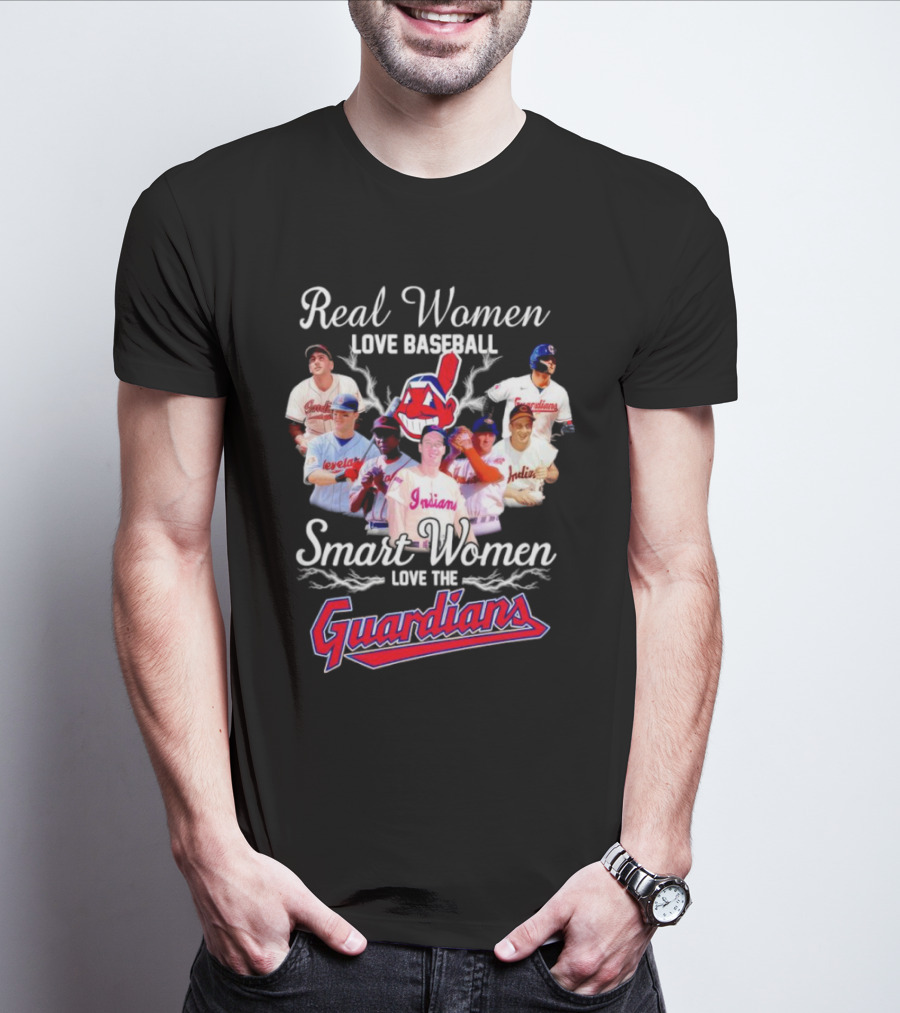 Real Women Love Baseball Smart Women Love Cleveland Guardians T-Shirt