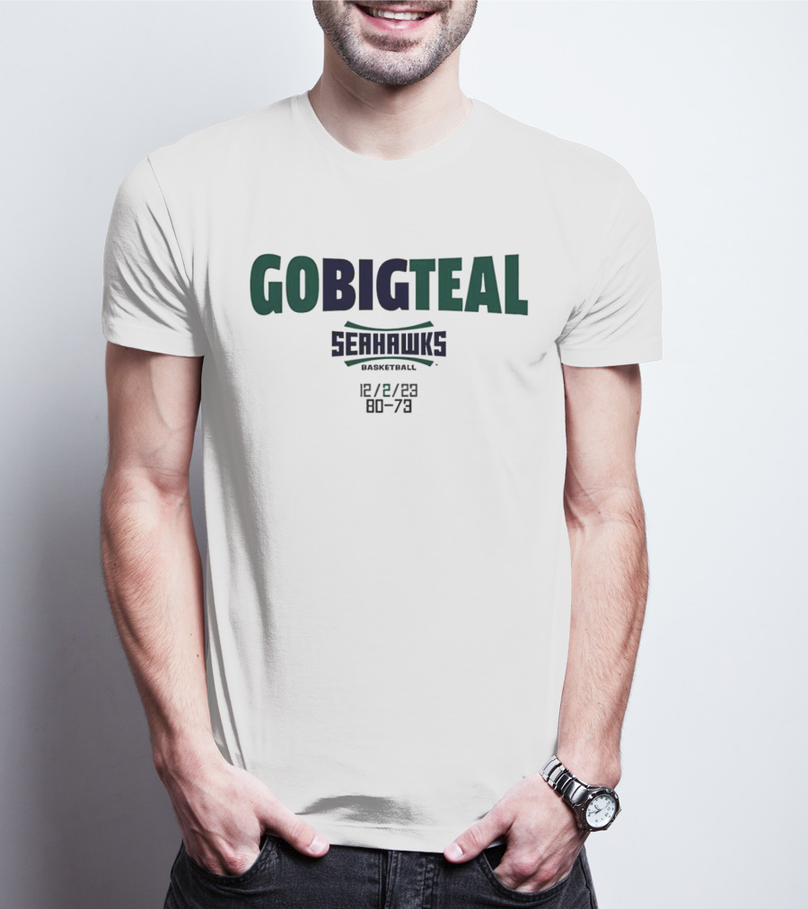 GOBIGTEAL Seattle Seahawks Basketball 12/8/23 Score 80-73 T-Shirt