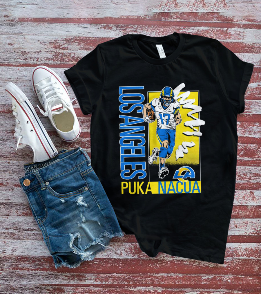 Los Angeles Puka Nacua Rams 17 Player Caricature T-Shirt