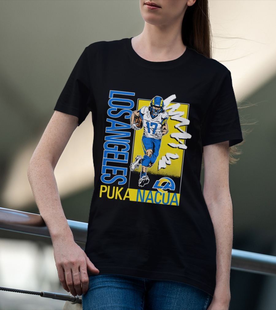Los Angeles Puka Nacua Rams 17 Player Caricature T-Shirt