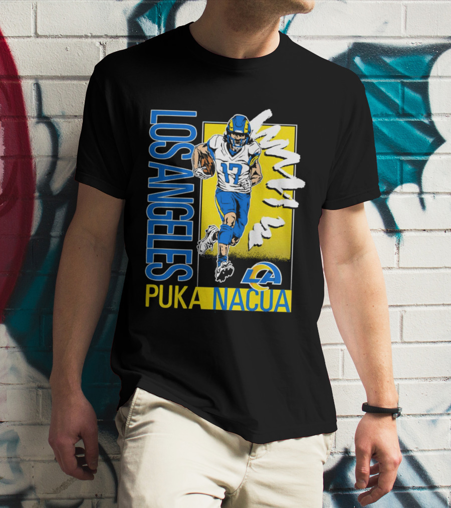 Los Angeles Puka Nacua Rams 17 Player Caricature T-Shirt