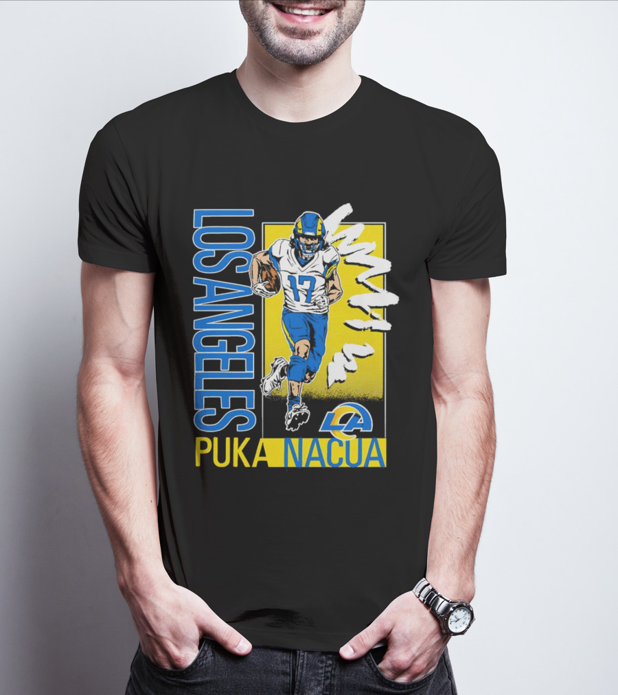 Los Angeles Puka Nacua Rams 17 Player Caricature T-Shirt