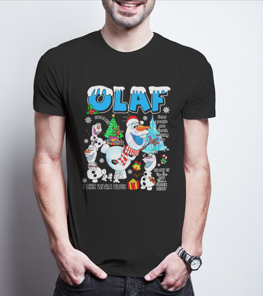 OLAF Summer I'm Olaf I Like Warm Hugs Christmas Santa Hat Some People Are Worth Melting For T-Shirt