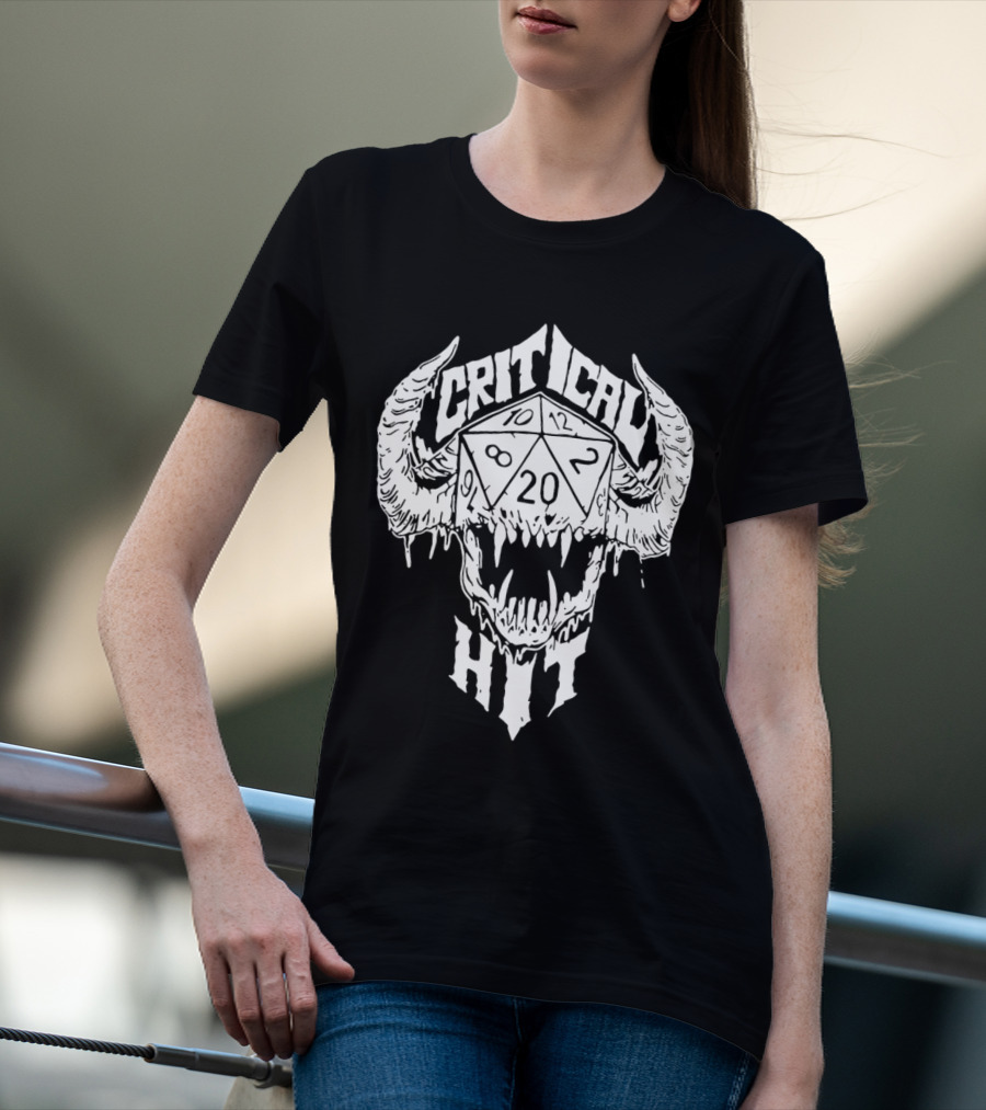 Critical Hit Dice Skull D20 Gaming T-Shirt