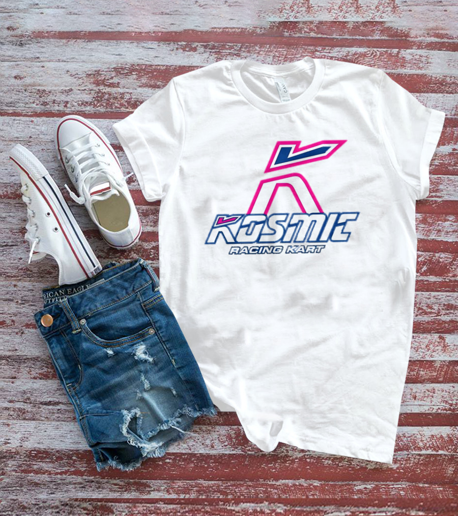 Kosmic Racing Kart K Logo Blue And Pink T-Shirt