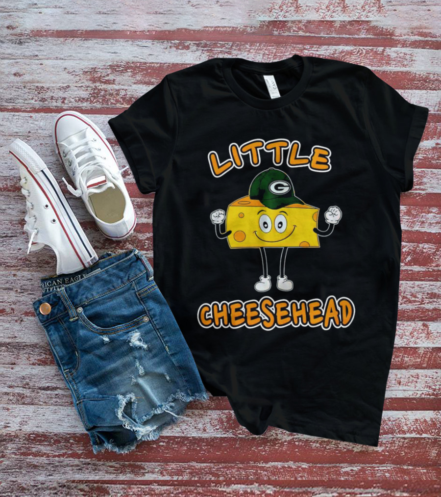 Green Bay Packers Little Cheesehead Illustration With Football Helmet T-Shirt