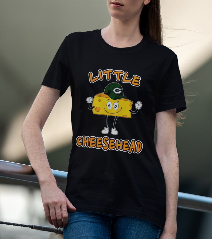 Green Bay Packers Little Cheesehead Illustration With Football Helmet T-Shirt