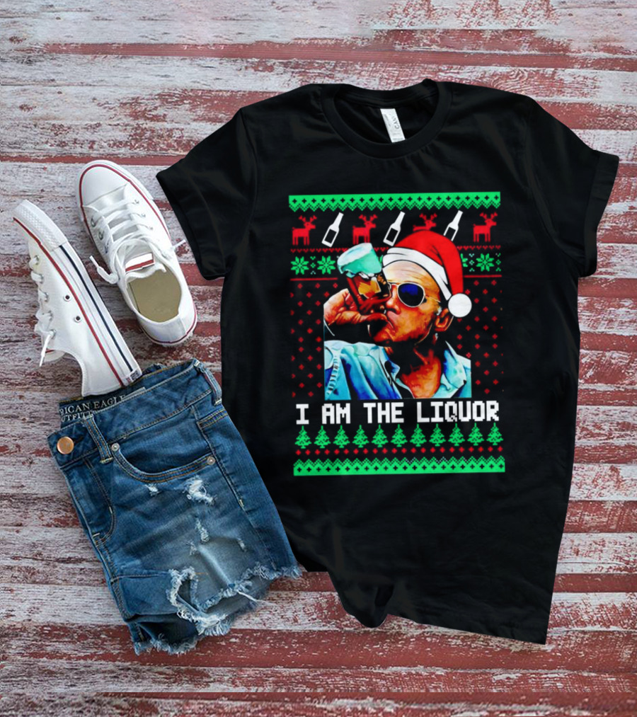 Jim Lahey I Am The Liquor Christmas Santa Hat Reindeer And Bottles T-Shirt