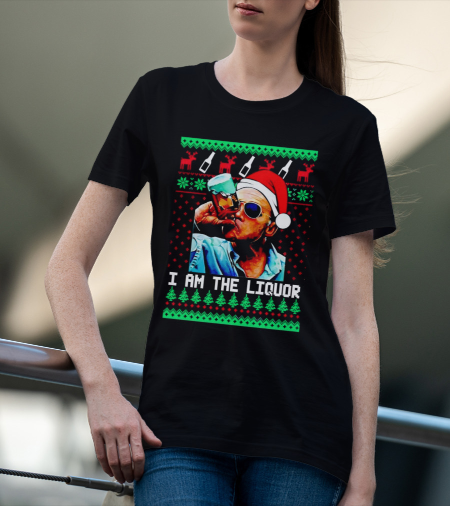 Jim Lahey I Am The Liquor Christmas Santa Hat Reindeer And Bottles T-Shirt