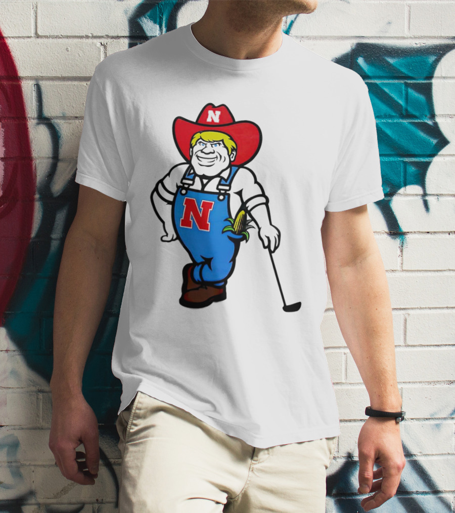 Nebraska Huskers Herbie Husker Iconic Corn Golf Character T-Shirt