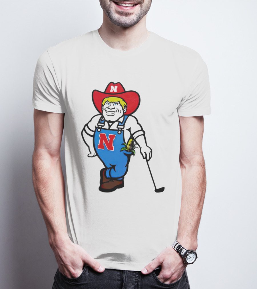 Nebraska Huskers Herbie Husker Iconic Corn Golf Character T-Shirt