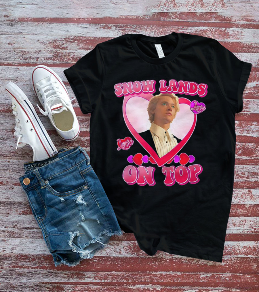 Snow Lands Love On Top Heart Framed Portrait Romance T-Shirt