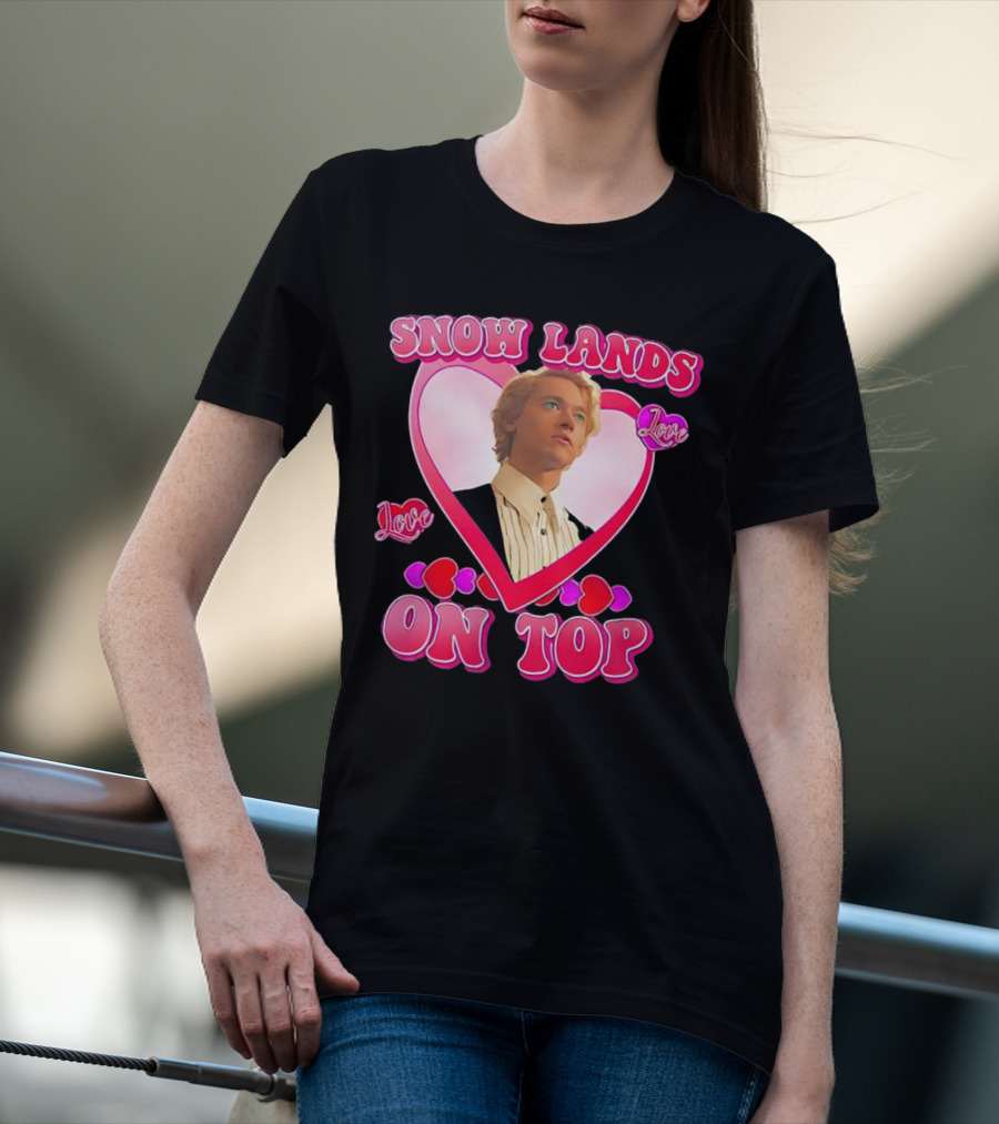 Snow Lands Love On Top Heart Framed Portrait Romance T-Shirt