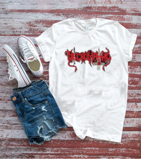 Necromantia Logo Red Text With Sword And Candle T-Shirt