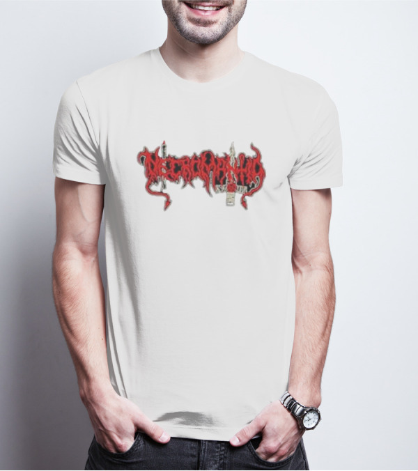 Necromantia Logo Red Text With Sword And Candle T-Shirt