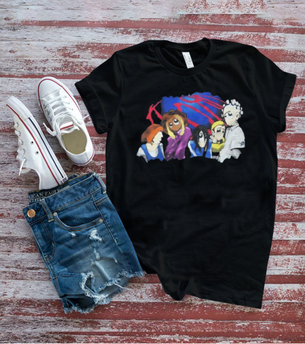 Rare Vintage 1998 Korn Cartoon Characters With Bold Red And Blue Elements T-Shirt