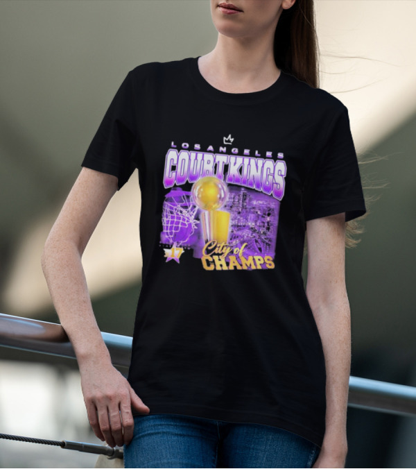 Los Angeles Court Kings City Of Champs 17 Golden Trophy T-Shirt