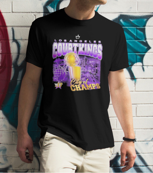 Los Angeles Court Kings City Of Champs 17 Golden Trophy T-Shirt
