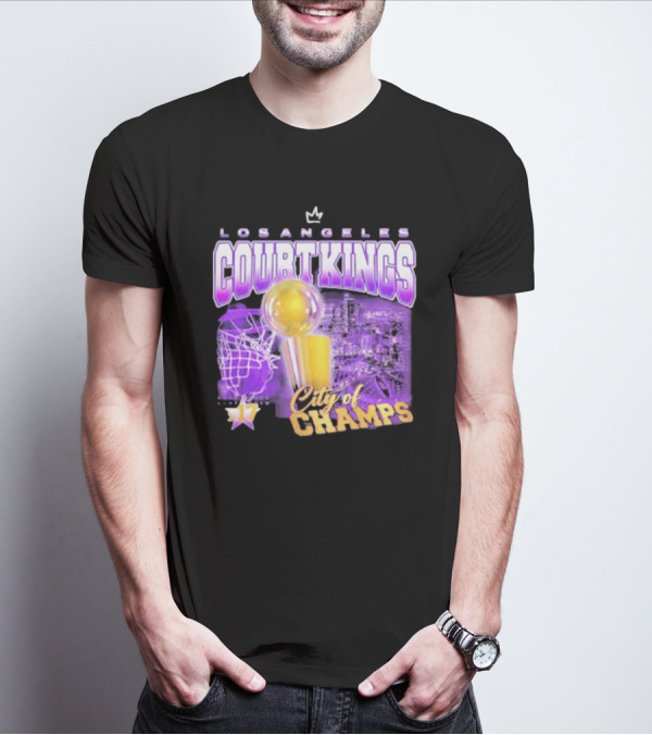 Los Angeles Court Kings City Of Champs 17 Golden Trophy T-Shirt