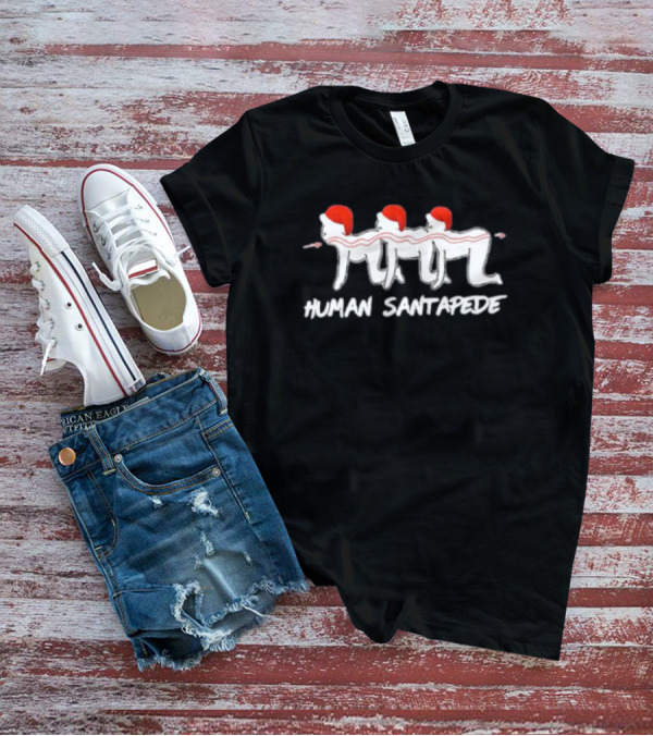 Human Santapede Santa Hats Christmas Humor T-Shirt