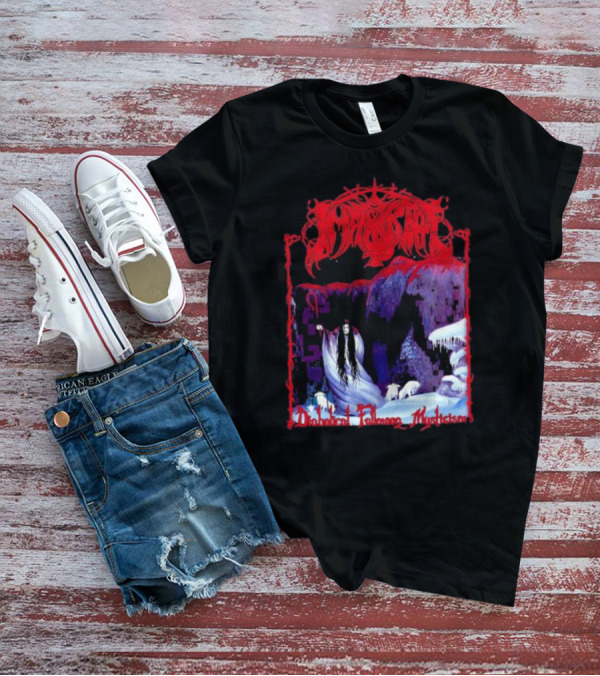 Immortal Diabolical Fullmoon Mysticism Red Logo Snowy Landscape Wraith And Wolves T-Shirt