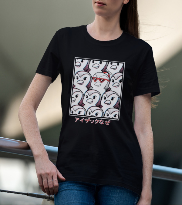 Isaacwhy なぜ Stand Out Red Glasses Penguin Crowd T-Shirt