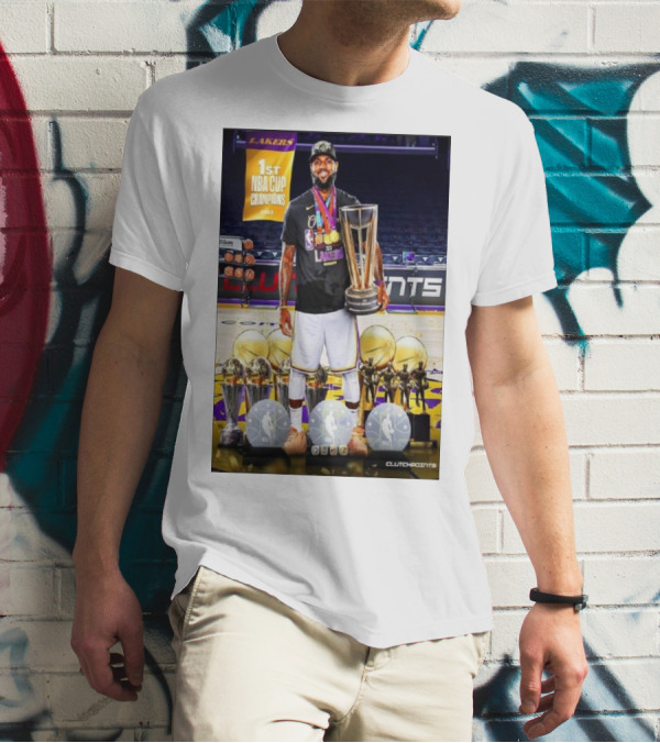 Lakers 1st NBA Cup Champions LeBron James MVP Clutchpoints T-Shirt