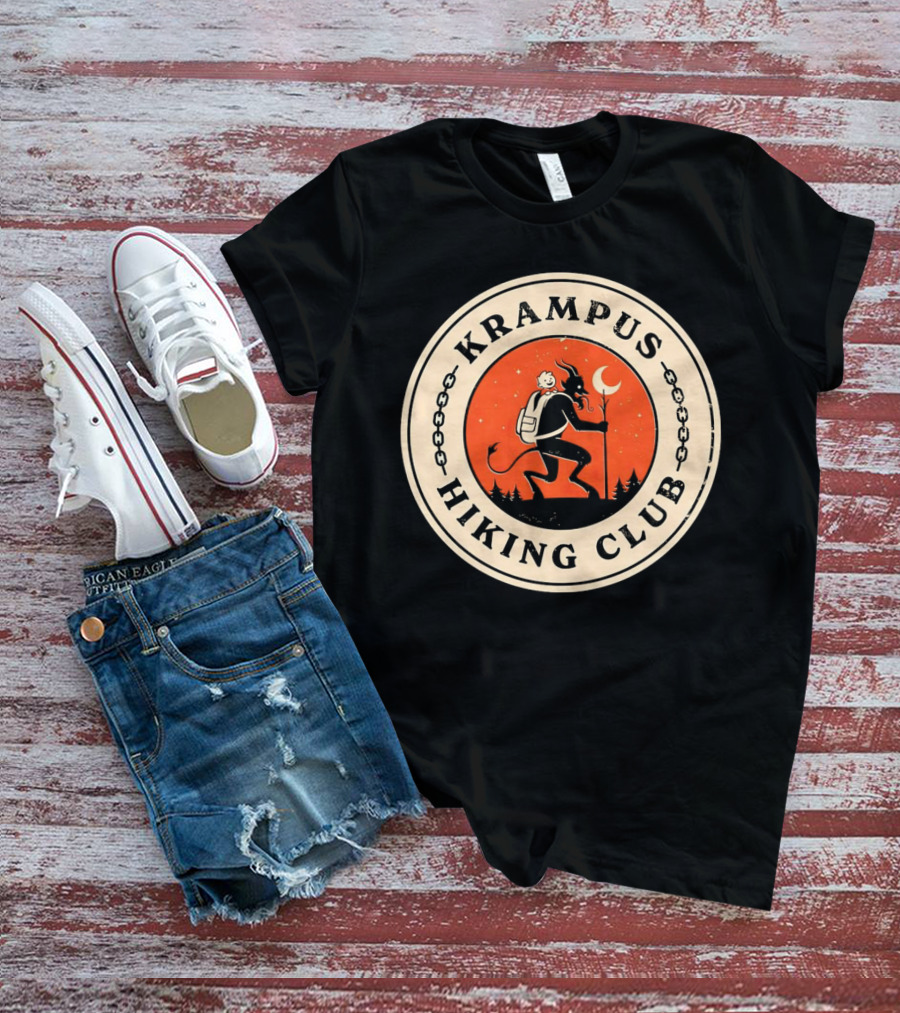 Krampus Hiking Club Moonlit Forest Adventure T-Shirt