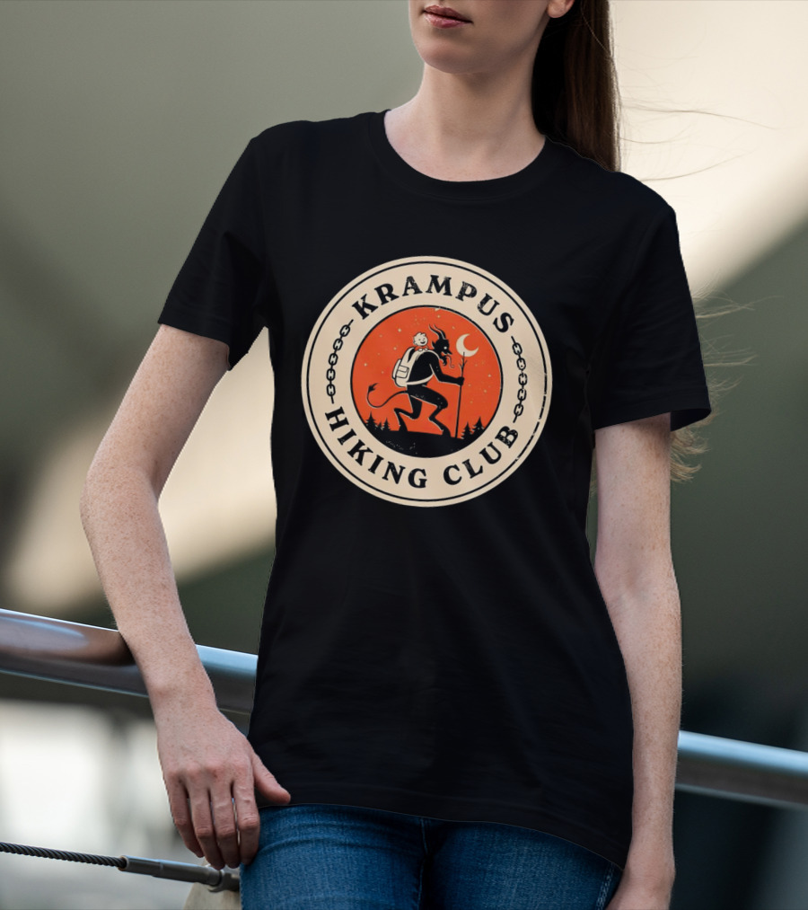 Krampus Hiking Club Moonlit Forest Adventure T-Shirt