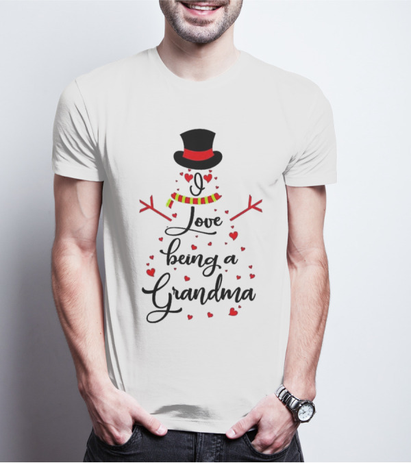 I Love Being A Grandma Snowman Hearts T-Shirt