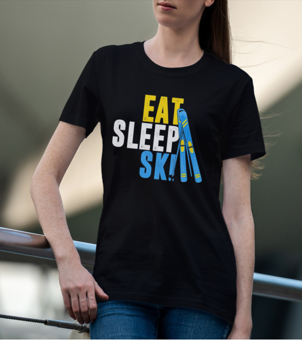 Eat Sleep Ski Skiing Ski Poles T-Shirt