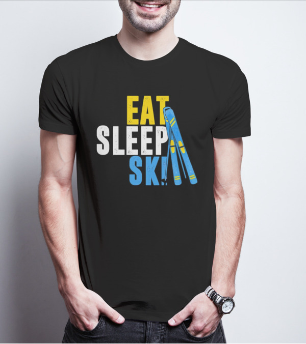 Eat Sleep Ski Skiing Ski Poles T-Shirt