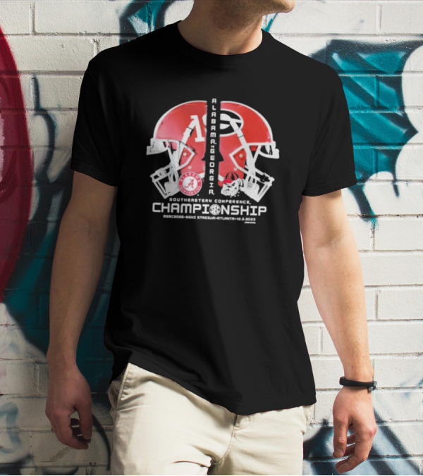 Alabama Georgia Southeastern Conference Championship Mercedes Benz Stadium Atlanta 12.2.2023 Helmet Match Up T-Shirt