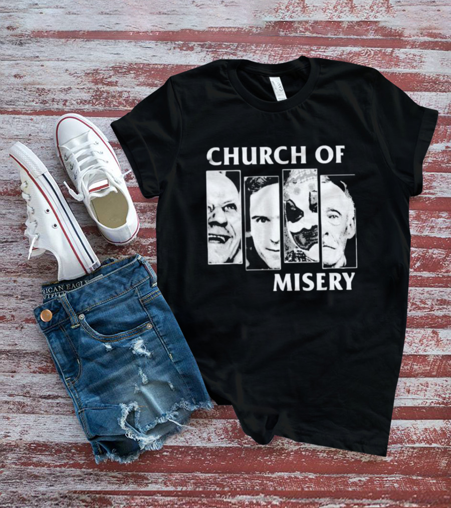 Church Of Misery Serial Killer Portraits Quad Collage T-Shirt