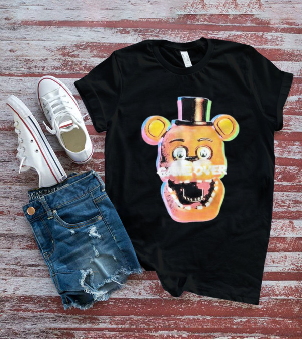 Five Nights At Freddy’s Game Over Text Freddy Head With Hat T-Shirt