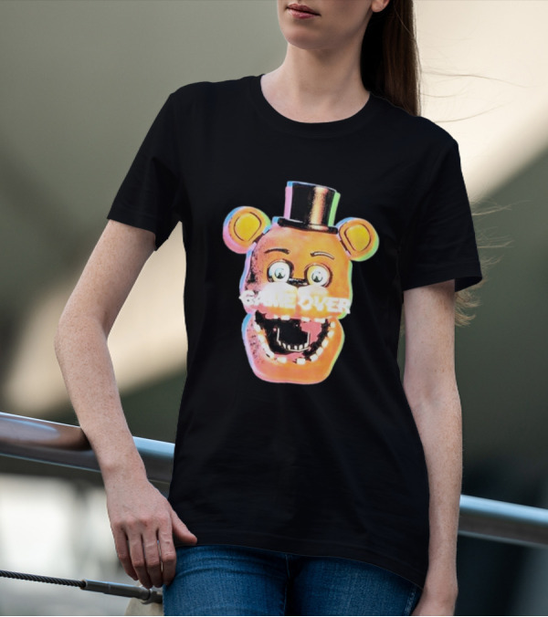 Five Nights At Freddy’s Game Over Text Freddy Head With Hat T-Shirt