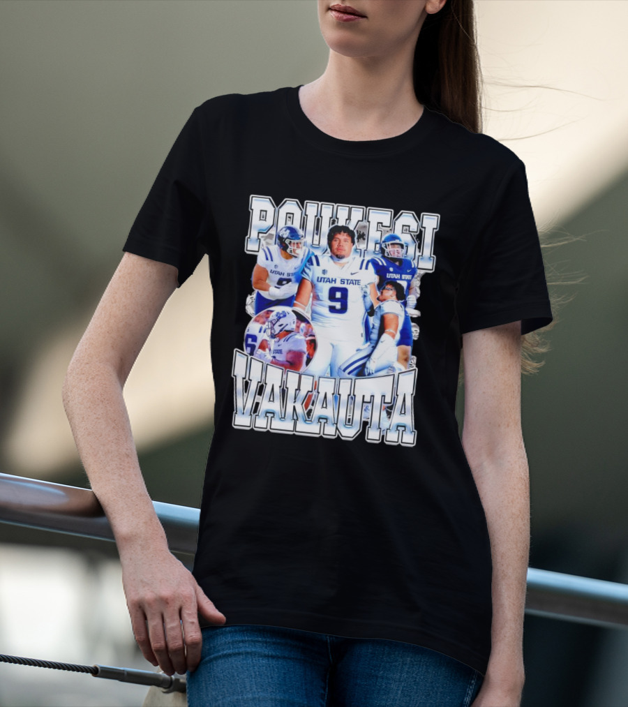 Poukesi Vakauta Utah State Aggies Football Player Number 9 T-Shirt