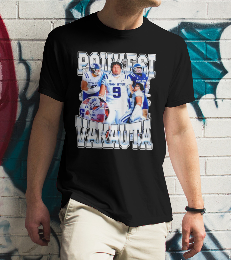 Poukesi Vakauta Utah State Aggies Football Player Number 9 T-Shirt