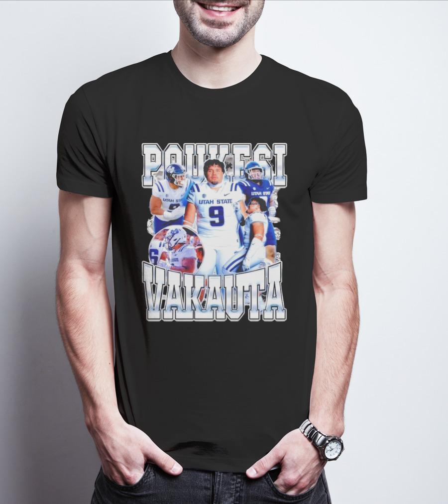 Poukesi Vakauta Utah State Aggies Football Player Number 9 T-Shirt