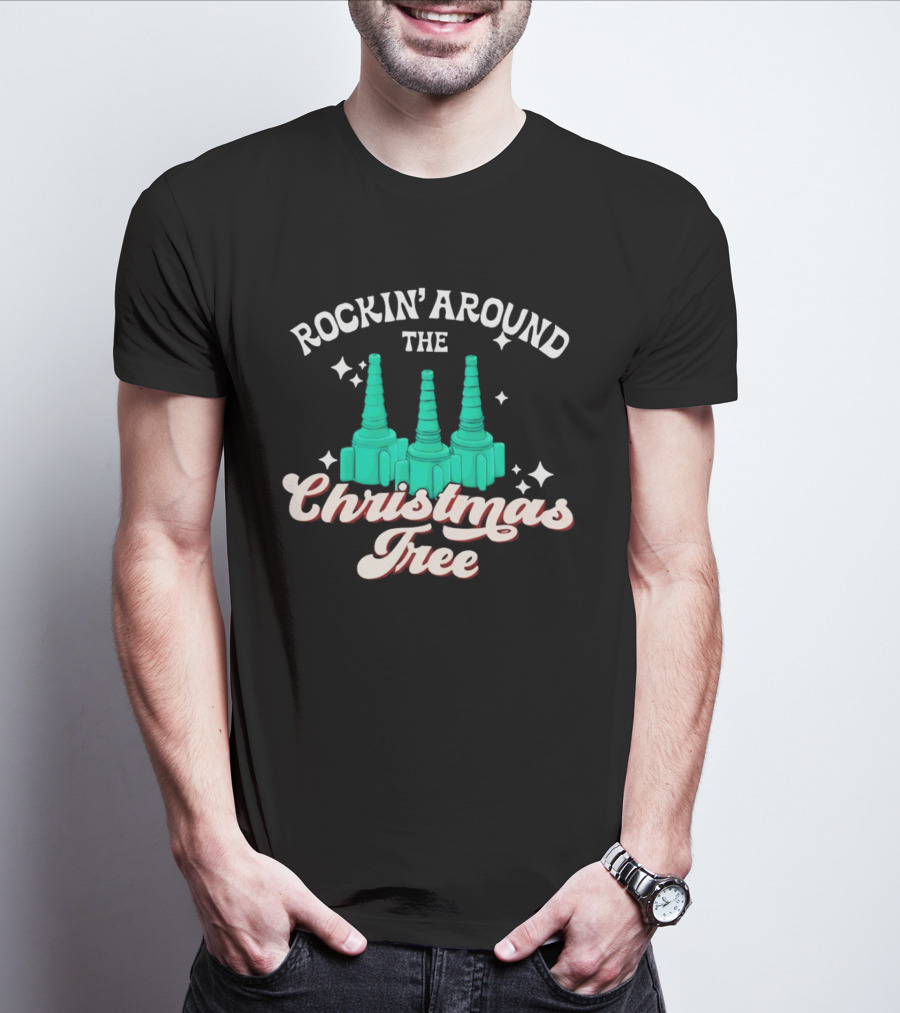 Rockin’ Around The Christmas Tree With Stylized Turquoise Towers T-Shirt
