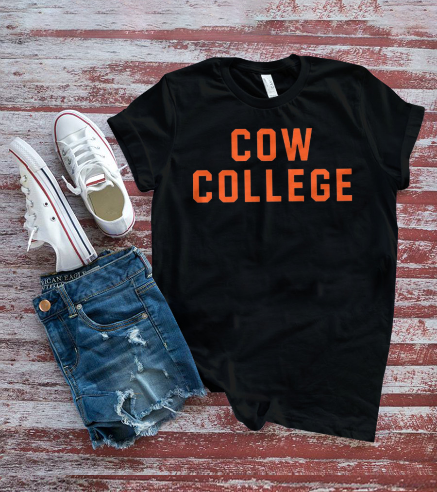 Cow College Bold Orange Text T-Shirt