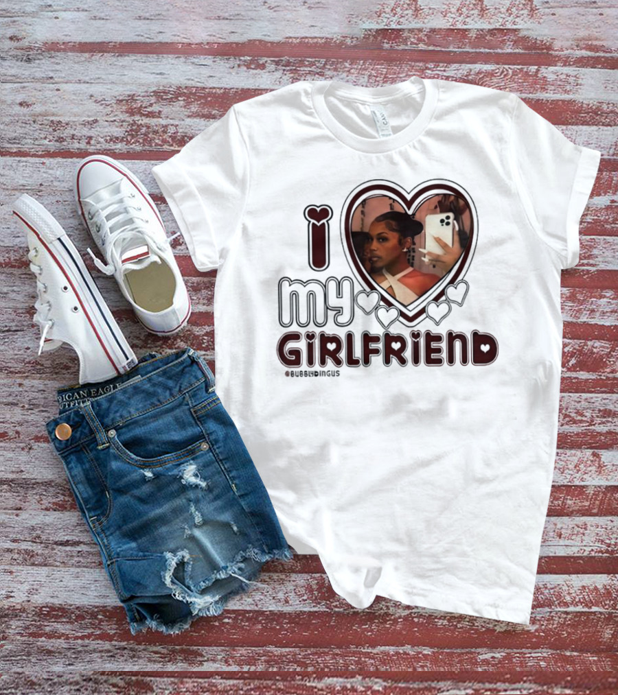I Love My Girlfriend Heart Photo Bubblydingus T-Shirt