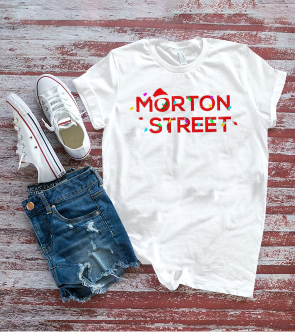 Morton Street Christmas Lights And Santa Hat T-Shirt