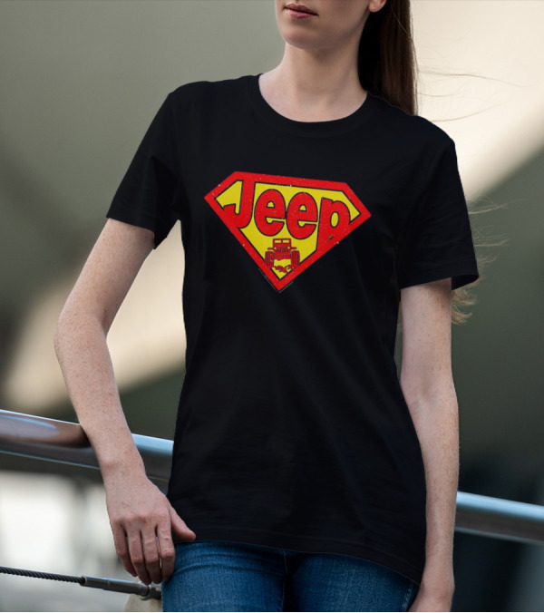 Jeep Super Red Yellow Emblem Superman Style 4x4 Off-Road T-Shirt