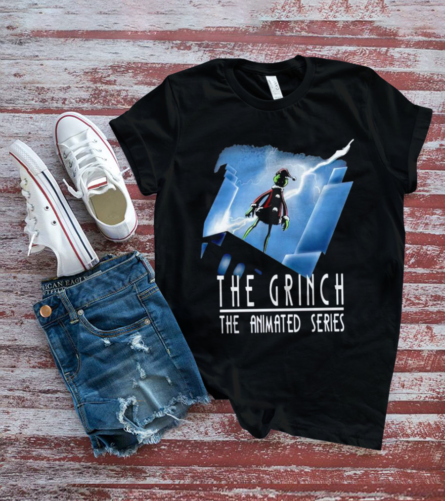 The Grinch Striking Pose Under Lightning In The Animated Series T-Shirt