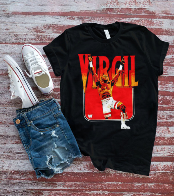 Virgil Wrestling Iconic Pose With Red Background And White Boots T-Shirt