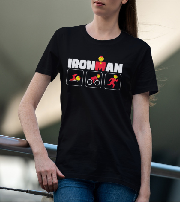 IRON MAN Triathlon Swim Bike Run Emoji Icons T-Shirt