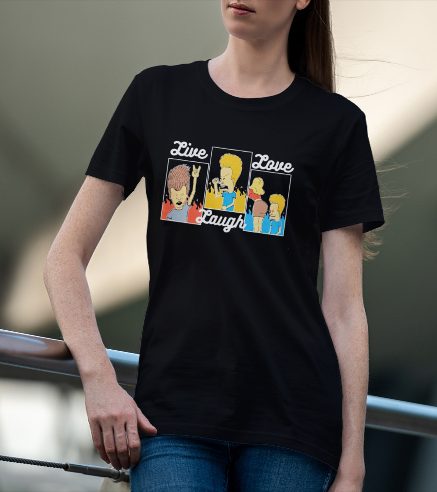 Live Laugh Love Beavis And Butt-Head Rock Band Comedy T-Shirt